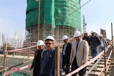 धरहरा पुनर्निर्माणको काम तीव्र गतिमा, १० औं तला ढलानको तयारी