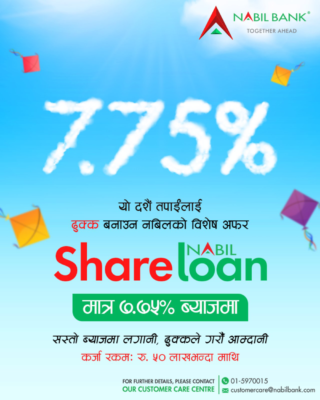 नबिल बैंकले शेयर धितो राखी सस्तोमा ऋण दिने