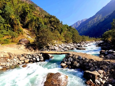 श्रमदानको माध्यमबाट तमोर नदीमा अस्थायी काठे मोटरेबल पुल निर्माण